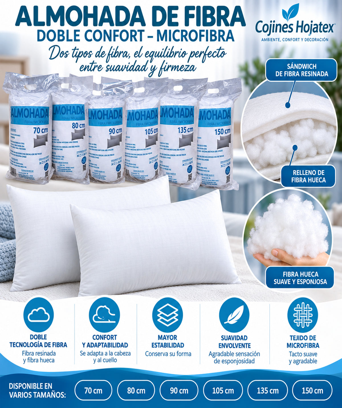01 Almohada Fibra Doble Confort