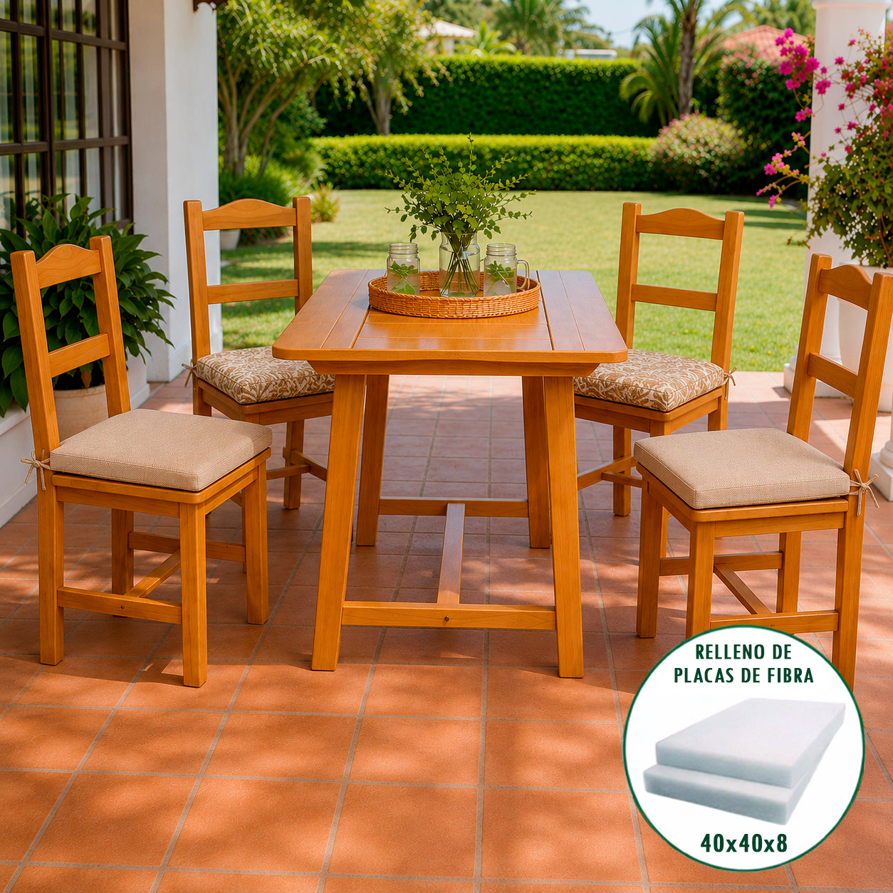 022 Cojín Asiento Silla  Acolchado Loneta Liso 01