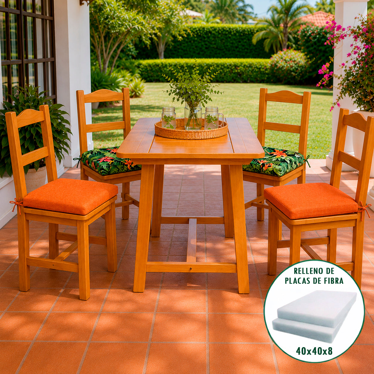 022 Cojín Asiento Silla  Acolchado Loneta Liso 01